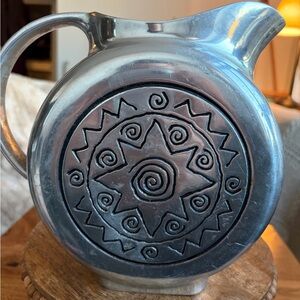 Wilton Silver Ceramic Pitcher with Geometric Design